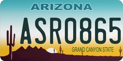 AZ license plate ASR0865