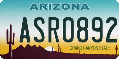 AZ license plate ASR0892