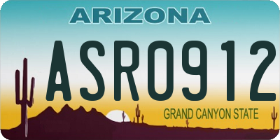 AZ license plate ASR0912