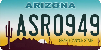 AZ license plate ASR0949