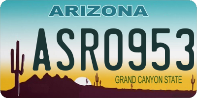 AZ license plate ASR0953