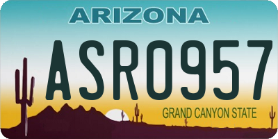 AZ license plate ASR0957