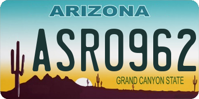 AZ license plate ASR0962