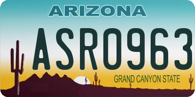 AZ license plate ASR0963