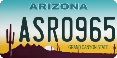 AZ license plate ASR0965