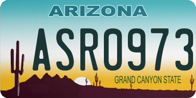 AZ license plate ASR0973