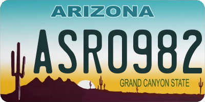 AZ license plate ASR0982