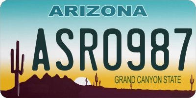 AZ license plate ASR0987