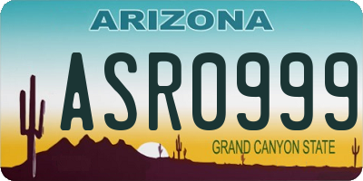 AZ license plate ASR0999