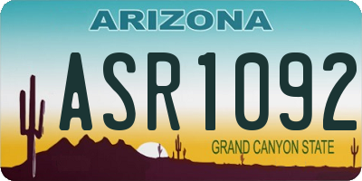AZ license plate ASR1092