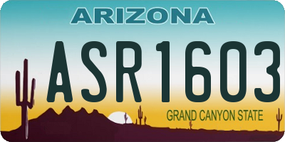 AZ license plate ASR1603