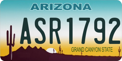 AZ license plate ASR1792
