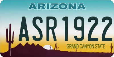 AZ license plate ASR1922