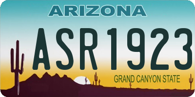 AZ license plate ASR1923