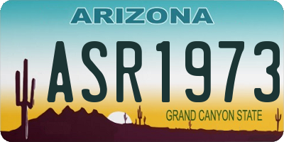 AZ license plate ASR1973