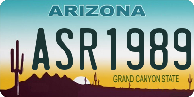 AZ license plate ASR1989