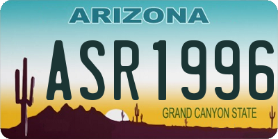AZ license plate ASR1996