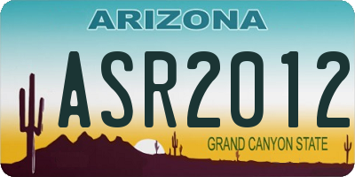 AZ license plate ASR2012