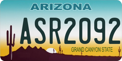 AZ license plate ASR2092