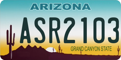 AZ license plate ASR2103