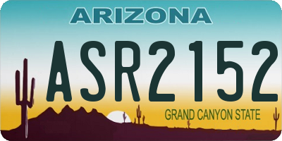 AZ license plate ASR2152