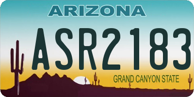 AZ license plate ASR2183