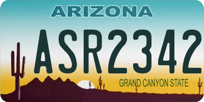 AZ license plate ASR2342