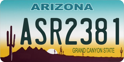 AZ license plate ASR2381