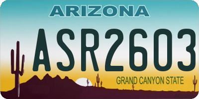 AZ license plate ASR2603