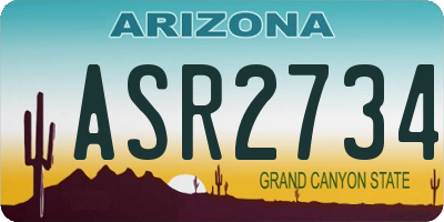 AZ license plate ASR2734