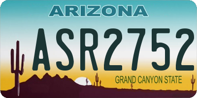 AZ license plate ASR2752