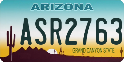 AZ license plate ASR2763
