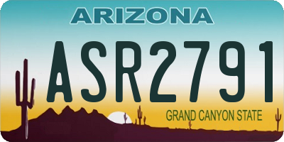 AZ license plate ASR2791
