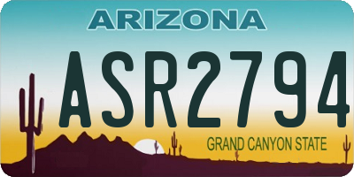 AZ license plate ASR2794