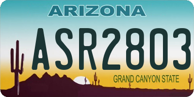 AZ license plate ASR2803