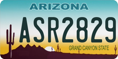 AZ license plate ASR2829