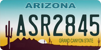 AZ license plate ASR2845