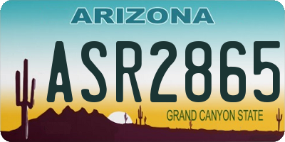 AZ license plate ASR2865