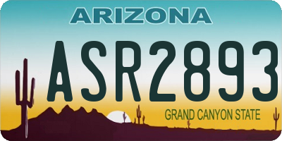 AZ license plate ASR2893