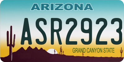 AZ license plate ASR2923