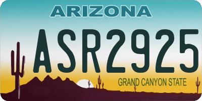 AZ license plate ASR2925