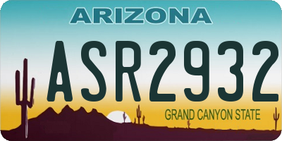 AZ license plate ASR2932