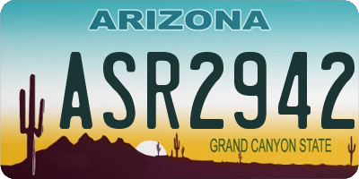 AZ license plate ASR2942