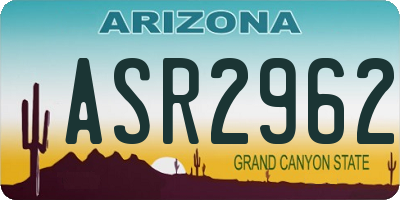 AZ license plate ASR2962
