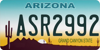 AZ license plate ASR2992
