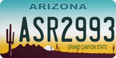 AZ license plate ASR2993