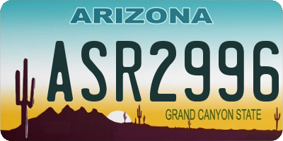 AZ license plate ASR2996