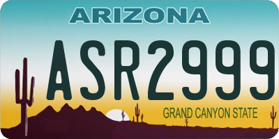 AZ license plate ASR2999