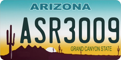 AZ license plate ASR3009