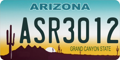AZ license plate ASR3012